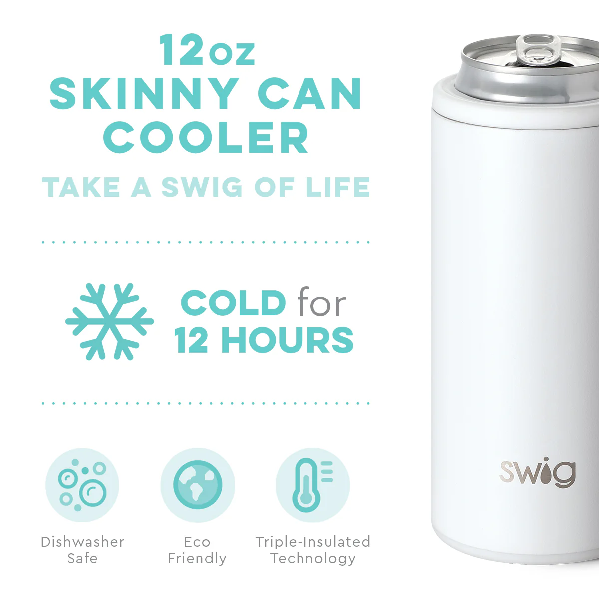 MATTE WHITE 12OZ SKINNY CAN COOLER - Image 3
